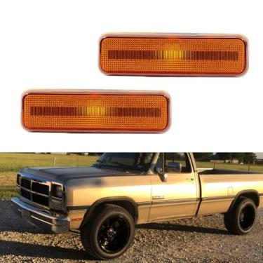 Imagem de Tonsya Para carregador Dogde RAM 1971-1993 D100 D150 D250 D350 Plymouth Pickup Truck Side Marker Lights Housing Amber Lens