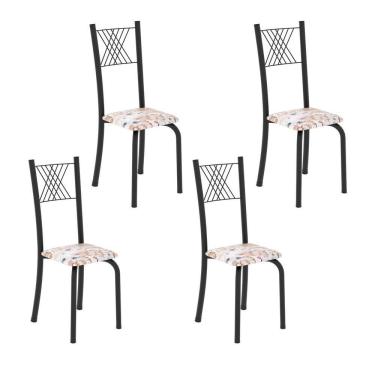 Imagem de Cadeiras para Sala de Jantar 4 Unidades Sara Botanic Bege / Preto