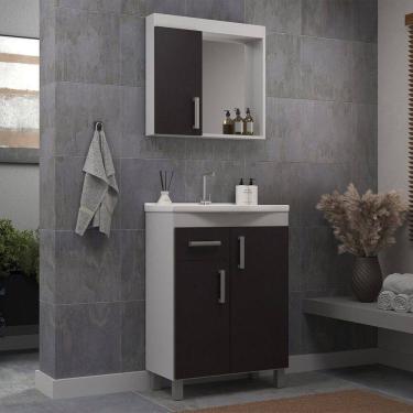 Imagem de Armário para Banheiro com Cuba e Espelheira Branco/Grafite