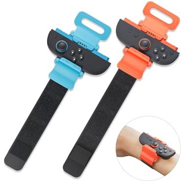Imagem de RHOTALL [2 Pack] Wrist Band for Switch 2 Dance 2025 2024 2023 2022 2021, Band for joycon Grip, Adjustable Elastic Straps for Switch 2 Controller, Two Sizes for Adults and Children -Orange and Blue