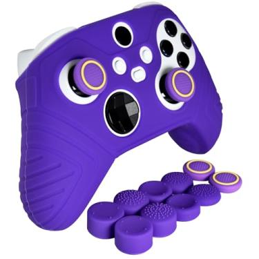 Imagem de HLRAO Purple Anti-Slip Protective Silicone Cover Skin Grips Compatible with Xbox Series S/X Controller,8 PCS Purple Thumb Grips Caps and 2 Grips Caps.