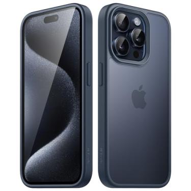 Imagem de JETech Capa Fosca para iPhone 15 Pro Max 6,7 Polegadas, Proteção Contra Quedas à Prova de Choque, Case Traseira Translúcida Fosca para Telefone, Capinha Anti-Impressão Digital (Azul-Tempestade)