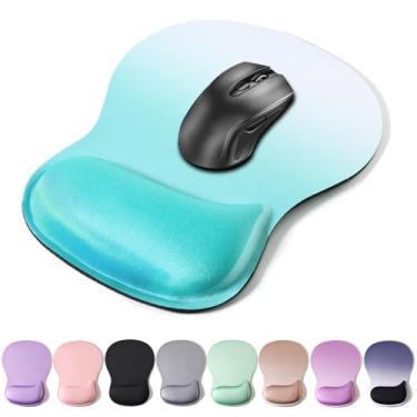 Imagem de Mouse pad suporte de pulso, mousepad ergonômico com almofada de descanso de pulso de espuma de memória, base de borracha antiderrapante para jogos para alívio da dor e digitação fácil, laptop de
