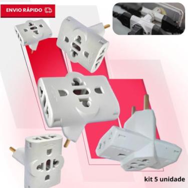 Imagem de Adaptador de Tomada Kit C/5 Benjamin 10A Pino Maciço Adaptador T Resis
