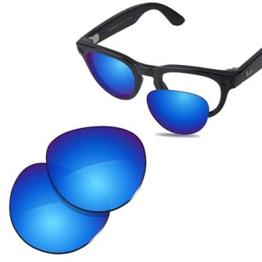 Imagem de Glintbay Lentes de óculos de sol de substituição 100% precisas para óculos de sol Ray-Ban Meta Headliner RW4009F 51 mm ponte baixa - espelhado azul gelo polarizado