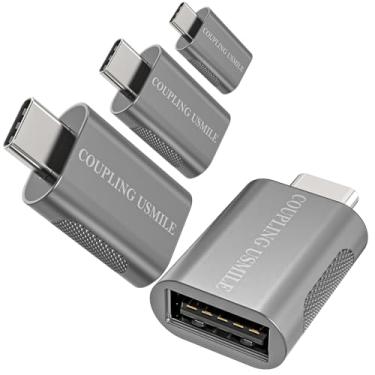 Imagem de COUPLING USMILE Adaptador USB C para USB [pacote com 4], adaptador USBC para A | Tipo C para USB|10Gbps de alta velocidade | Conversor USBC OTG | Compatível com MacBook Pro/Air, iPhone 15, laptops