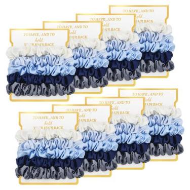Imagem de Bridesmaid Scrunchies, pacote com 8 gravatas de cabelo de cetim, azul 