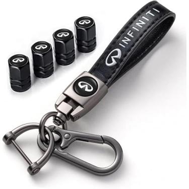Imagem de 5 peças de chaveiro de carro com tampas de haste de válvula de pneu para Infiniti G35 G37 Q50L QX50 Q50 QX56 Q60 QX60 QX70 Q70L QX80, conjunto de tampas de poeira de carro, chaveiro acessórios