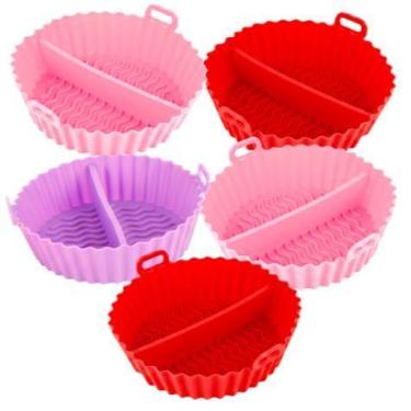 Imagem de Kit 5 Forma Assadeira Antiaderente Forro Silicone Fritadeira Flexível 