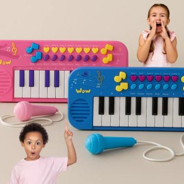 Imagem de Kit Teclado Musical Infantil com Microfone 25 Teclas Brinquedo Educati