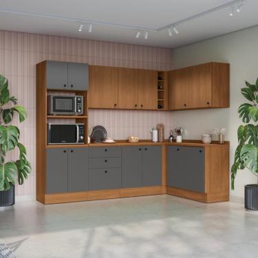 Imagem de Cozinha Modulada Pixel Kappesberg 100% Mdp Canela-cinza Sagrado 427cm