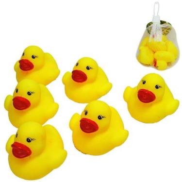 Imagem de Kit animal pato / patinho de vinil com som 6 pecas 5,5x5,5x4,5cm na re