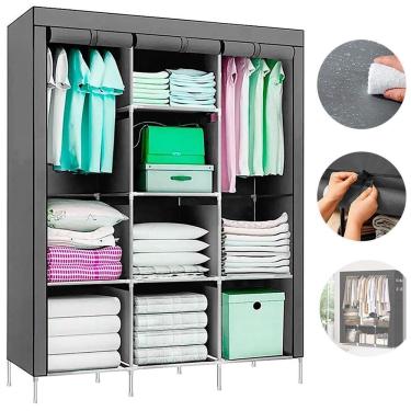 Imagem de Guarda Roupas Armário Dobrável Organizador Multiuso - Cinza