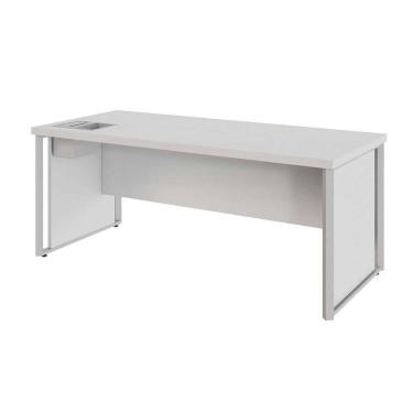 Imagem de Mesa Diretor 180cm com Caixa de Tomadas e Porta Objetos para Escritório Corporate Cinza
