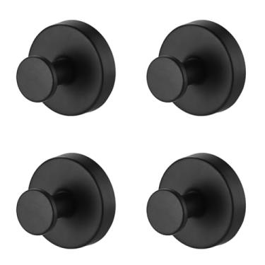 Imagem de WALWAL Pacote com 4 ganchos de ventosa de aço inoxidável reutilizáveis para toalha a vácuo, ganchos resistentes (preto)