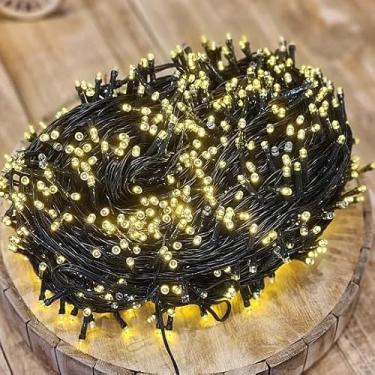 Imagem de Kit 5 Ou 3 Caixa 10M Pisca 100 Leds 110V 8 Funções Fio Transparente Ou Verde Natalino(3 Caixa AMARELO,Transparente)