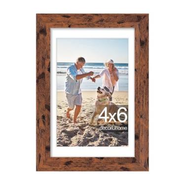 Imagem de decorUhome Porta-retrato 10 x 15 cm, exiba imagens de 9 x 12 cm com tapete ou 10 x 15 cm sem tapete, moldura de parede e mesa, marrom envelhecido, 1 pacote