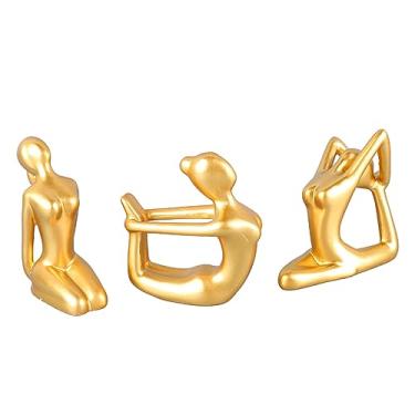 Imagem de Pilipane Estátua de Yoga Girl Figura Yoga Escultura de Yoga Elegante Colorfast Decoração de Casa para Bancadas Prateleiras Mesas de Cabeceira 3 peças Material Resina