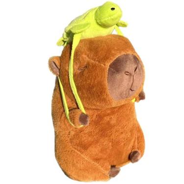 Imagem de Capivara de bicho de pelúcia de 23 cm com mochila de tartaruga para cr