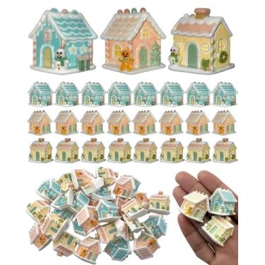 Imagem de 30 peças de pingentes de resina de Natal pastel para casa de pão de gengibre, estatuetas em miniatura, decorações de Natal para artesanato, arte de unhas, joias e álbuns de recortes
