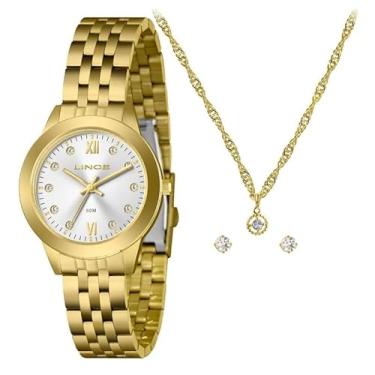 Imagem de Relógio Feminino Dourado Lince Com Semi Joias LRG4843L34 K0I4S3KX