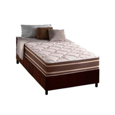 Imagem de Cama Box Solteiro: Colchão Molas Ensacadas Duo Sono + Base Crc Suede Brown (88x188)