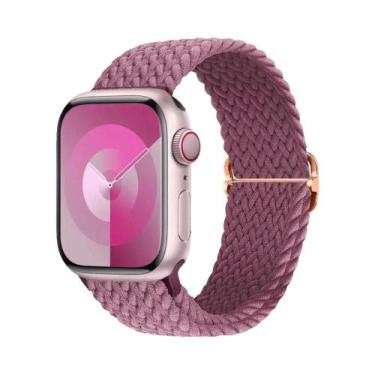 Imagem de Pulseira Ajustável De Elástico Trançado Para Apple Watch 45mm 49mm 44m