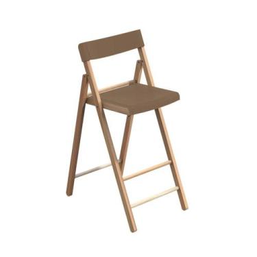 Imagem de Banqueta Dobrável Alta com Encosto Tramontina Potenza Camurça Madeira 