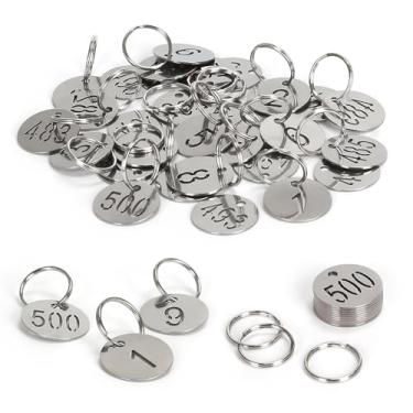 Imagem de NumRealm Etiquetas numéricas com anéis, etiquetas de identificação de chave numeradas de aço inoxidável 304 de 25 mm, números de metal - 1 a 10