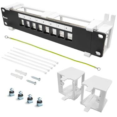 Imagem de Enmane Painel de remendo Keystone em branco de 8 portas, montagem na parede, 25,4 cm com suporte 89D Ethernet Patch Panel (em branco)