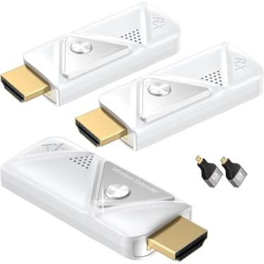 Imagem de Transmissor HDMI sem fio com 2 receptores (100 m), 2,4 G + 5G, Plug & Play, HDMI sem fio, suporta decodificação 4K e saída Full HD 1080P, transmissões de STB, PC, DVD, CCTV para TV, projetor, monitor