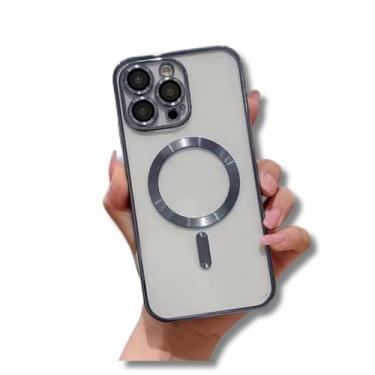 Imagem de Capinha Magnética capa iPhone 12 13 14 15 16 Pro Pro max silicone anti-impacto (azul claro, iPhone 14 Pro)