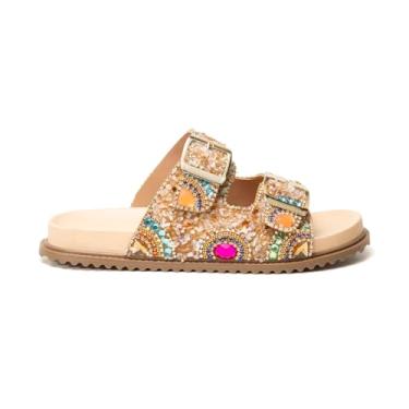 Imagem de Sandália Birken Papete Feminina Detalhes Pedraria Confortável Estilo Para Passeios Eventos e Dia a Dia Luxo Design Elegante (Multicolor, BR, Adulto, Numérico, 39)