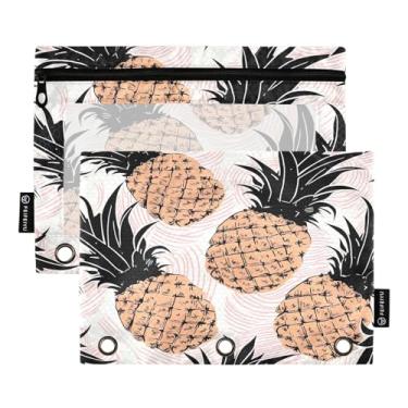 Imagem de Wassud Pastas de fichário de abacaxi, pacote com 2, pastas de bolso com 3 furos, organizador de fichários para casa, escritório