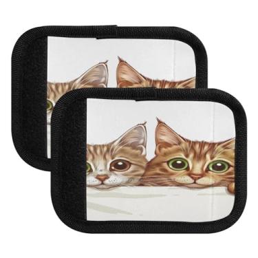 Imagem de Qilmy Pacote com 2 identificadores de bagagem de gatos fofos para alça confortável para carrinho de bebê, mala de viagem, acessórios de viagem de avião1217