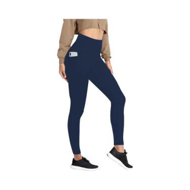 Imagem de Leggings Esportivas Femininas De Cintura Alta Super Macias Com Bolsos 