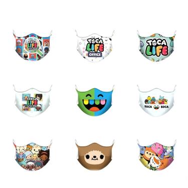 Imagem de Máscara facial Tocas Lifes Anime 9 unidades/lote de algodão para adultos e crianças