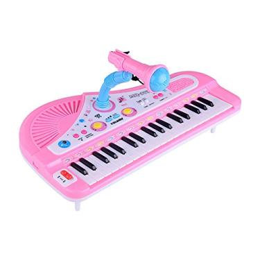 Imagem de Generic Teclado Eletrônico Durável de 37 Teclas Com Microfone, Brinquedo Educacional de Instrumento Musical para Crianças, Material Plástico ABS