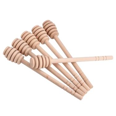 Imagem de Mingzhe Mini Jam de Madeira Mel Dipper Conjunto Sulcos Profundos Alça Longa Jarra Distribuição Coleta Vara 50 Peças do Agregado Familiar (Take Honey King Slotting 16CM)