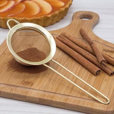 Imagem de Peneira em Aço Inoxidável 10cm, Prata, Malha Fina, Cabo com Abertura, Moderno, Para Peneirar Sucos e Farinhas