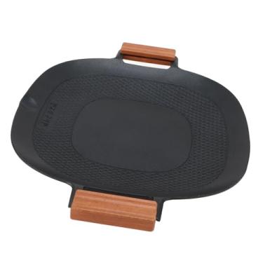 Imagem de TOPINCN Grelha para Churrasco Com Cabo de Madeira Maciça, Revestimento Antiaderente Em Liga de Alumínio para Fogão para Acampamento Ao Ar Livre e Cozinha Familiar