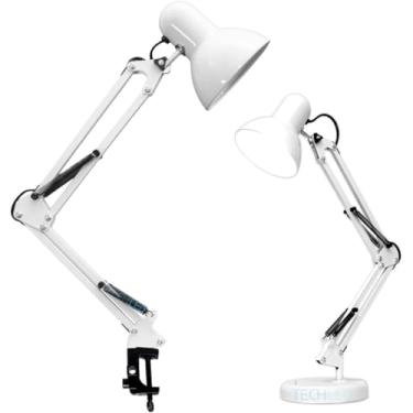 Imagem de Luminária de Mesa Articulável- Abajur com Garra e Base para Leitura Estudo Quarto Articulada Preta Bivolt 110V 220V com Interruptor