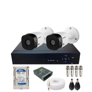 Imagem de Kit 2 Câmera Full Hd 1220b Intelbras Dvr 04ch Alta Performance Com Hd 500gb Incluso