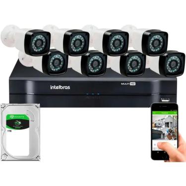 Imagem de Kit 8 Câmeras De Segurança Residencial Dvr Intelbras mhdx Full Hd c/ hd 1TB