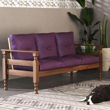 Imagem de Sofá 3 Lugares Madeira Maciça Liz Multimóveis VCR7000, Lilás
