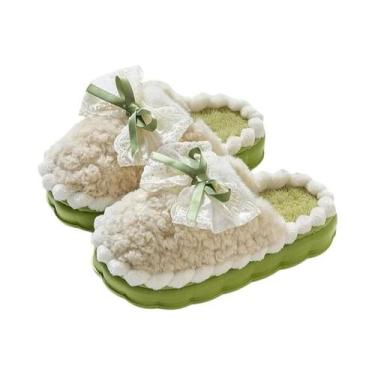 Imagem de Pantufas Femininas De Inverno Com Laço, Ultra Macias, Antiderrapantes,