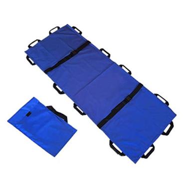 Imagem de Yajun Maca dobrável unidade de transporte portátil para transporte de cinto de segurança doméstico viagem ao ar livre macas simples capacidade de carga 159 kg, azul