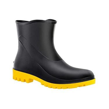 Imagem de Bota Pvc Solado Amarelo Cano Medio Preto C Forro 37