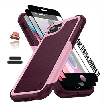 Imagem de ymxdmd Capa resistente para Apple iPhone 7/8/Se 2020 de 4,7 polegadas, 4 cantos com airbags [proteção contra quedas de 3,6 metros], capa antiderrapante texturizada e resistente a quedas - Rosa/Rosa