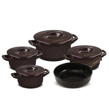 Imagem de Jogo De Panelas Em Cerâmica Duo+ Smart Com 5 Peças Ceraflame Chocolate